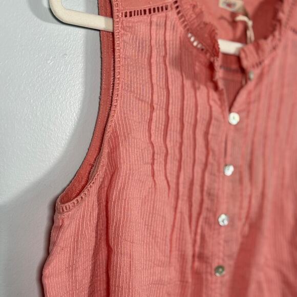 Faherty Willa Sleeveless Boho Blouse Tank Top Rosette Pink Womens L - Picture 7 of 11